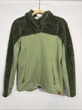 LIV Life Integrity Earth Two-Tone Sherpa Fleece Hoodie Olive Sage M Nature Girl